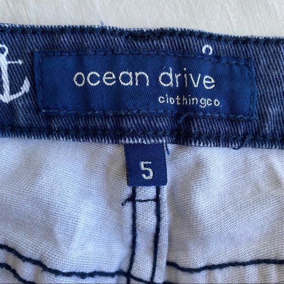 Ocean Drive Anchor Print Distressed Denim Shorts - Picture 13 of 14